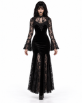 Midnight Raven Gothic Lace Maxi Dress